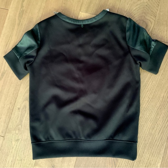 Rudsak Lamb Leather Bikercore Short Sleeve Chevron Black Top Size XS - Picture 5 of 10